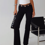 True Grit Eyelet Flare Pants Black