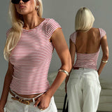 Drives Me Crazy Backless Top Red Stripe
