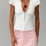 Speechless Lace Trim Top White