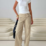 Seneca Wrap Pant Beige Stripe