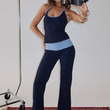 Kobee Jersey Flare Pants Navy / Light Blue