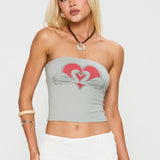 Swan Song Strapless Top Blue / Grey