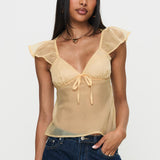 Keysia Cap Sleeve Sheer Top Apricot