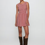 Winxie Shirred Mini Dress Red Gingham