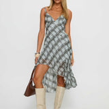 Murisa Asymmetrical Midi Dress Multi Check