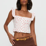 Isadoria Frill Top White / Red Polka