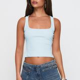 Baseline Square Neck Rib Tank Top Light Blue