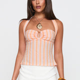 Isabetta Halter Top Orange Stripe