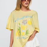 Amalfi Coast Oversized Graphic Tee Pastel Yellow