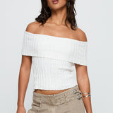 Murmur Off Shoulder Top White