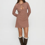 Kassidee Keyhole Long Sleeve Mini Dress Red Check