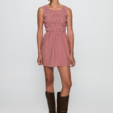 Winxie Shirred Mini Dress Red Gingham