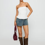 Flashbloom Strapless Ruched Top White