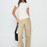 Seneca Wrap Pant Beige Stripe