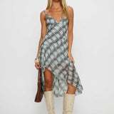 Murisa Asymmetrical Midi Dress Multi Check