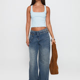 Paltrow Mid Rise Wide Leg Cargo Jeans Mid Blue Wash