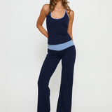 Kobee Jersey Flare Pants Navy / Light Blue
