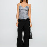 Baccarat Mid Rise Wide Leg Belted Jeans Black