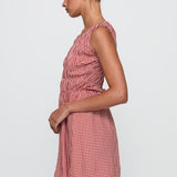 Winxie Shirred Mini Dress Red Gingham