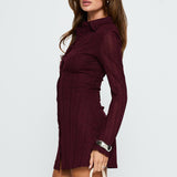 When You Sleep Long Sleeve Mini Dress Wine
