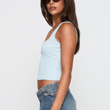 Baseline Square Neck Rib Tank Top Light Blue
