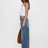 Paltrow Mid Rise Wide Leg Cargo Jeans Mid Blue Wash