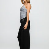 Baccarat Mid Rise Wide Leg Belted Jeans Black