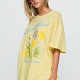 Amalfi Coast Oversized Graphic Tee Pastel Yellow