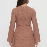 Kassidee Keyhole Long Sleeve Mini Dress Red Check