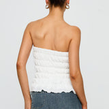 Flashbloom Strapless Ruched Top White
