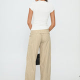 Seneca Wrap Pant Beige Stripe