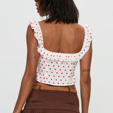 Isadoria Frill Top White / Red Polka