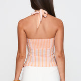 Isabetta Halter Top Orange Stripe