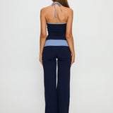 Kobee Jersey Flare Pants Navy / Light Blue