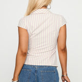Ellis Island Collared Top Pink Stripe