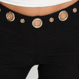 True Grit Eyelet Flare Pants Black
