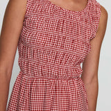 Winxie Shirred Mini Dress Red Gingham