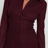 When You Sleep Long Sleeve Mini Dress Wine