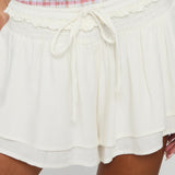 Poppylane Frill Tiered Mini Shorts White