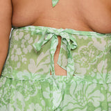 Finesse Halter Top Green Floral Curve