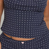 Drift Away Off The Shoulder Sleep Set Navy Dot Curve