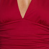 Emara Halter Asymmetrical Midi Dress Red