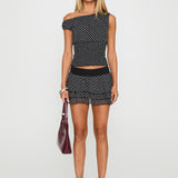 Ready To Party Off Shoulder Top Black Polka Dot