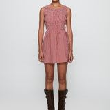Winxie Shirred Mini Dress Red Gingham