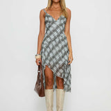 Murisa Asymmetrical Midi Dress Multi Check