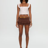 Isadoria Frill Top White / Red Polka