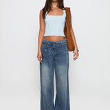 Baseline Square Neck Rib Tank Top Light Blue