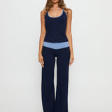 Kobee Jersey Flare Pants Navy / Light Blue