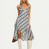 Murisa Asymmetrical Midi Dress Multi Check