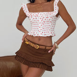 Isadoria Frill Top White / Red Polka